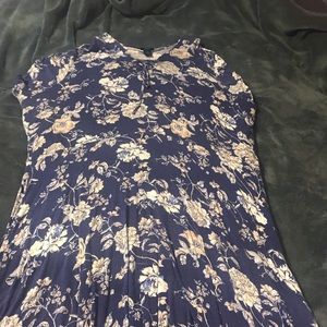 Navy blue and off-white flowery dress